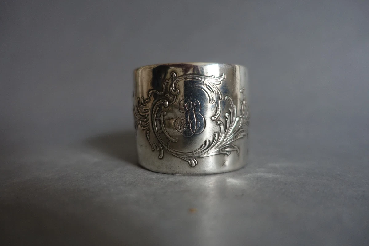 Rond De Serviette Monogramme AC En Argent Massif Sterling - 35 Grammes