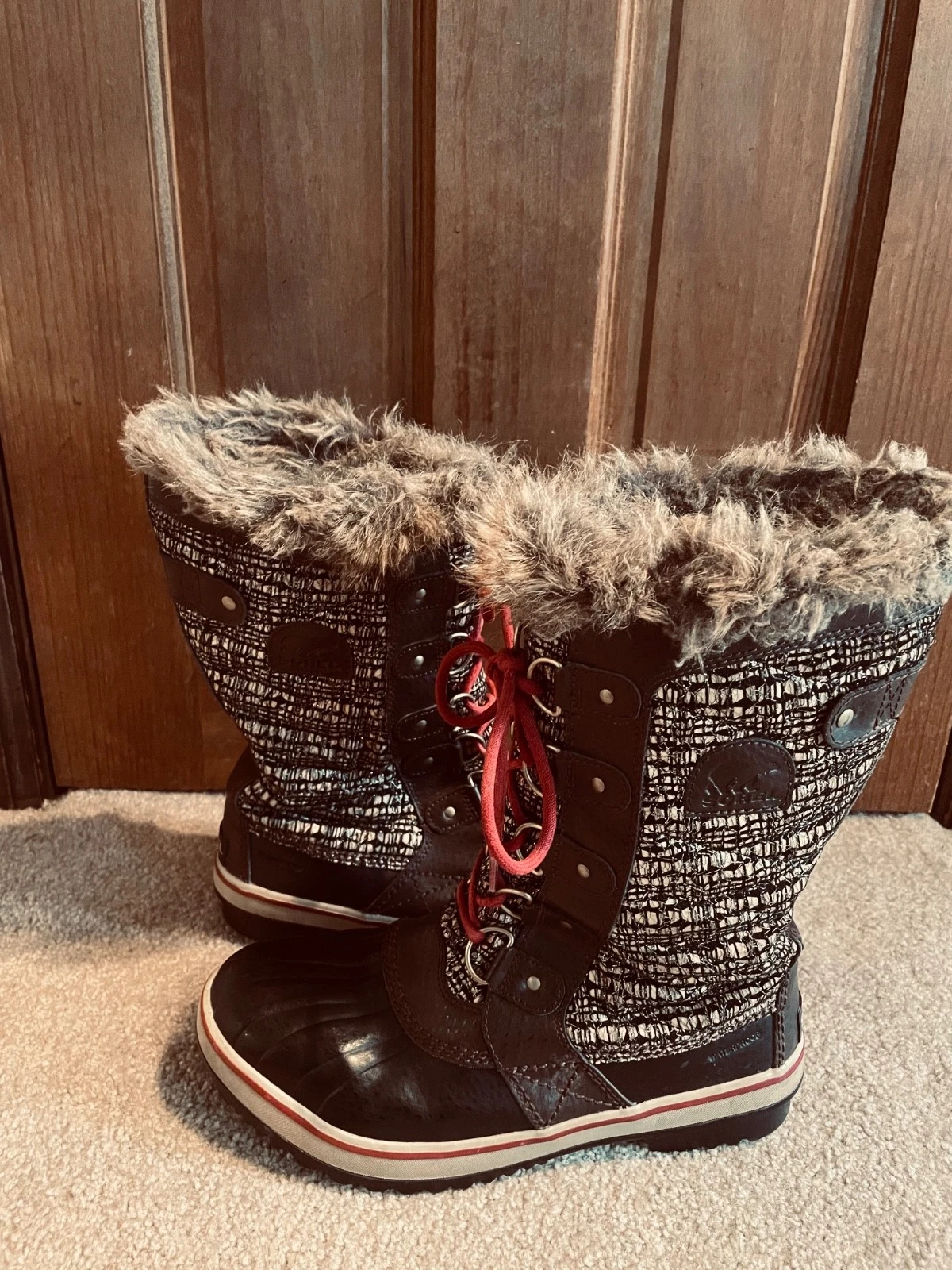 Sorel Tofino Waterproof Women's 8.5 Tall Lace Up Snow Boots NL2388-231 Black