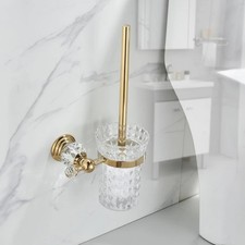 Luxury Gold  Crystal Toilet Brush Holder Set - Wall-Mounted Bathroom Essential