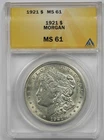 1921 $1 ANACS MS 61  Morgan Silver Dollar 90% Silver