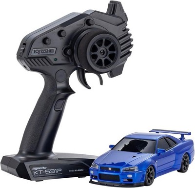 Kyosho MINI-Z AWD NISSAN SKYLINE GT-R R34 V.spec II NUR Blue Ready Set 32658MB