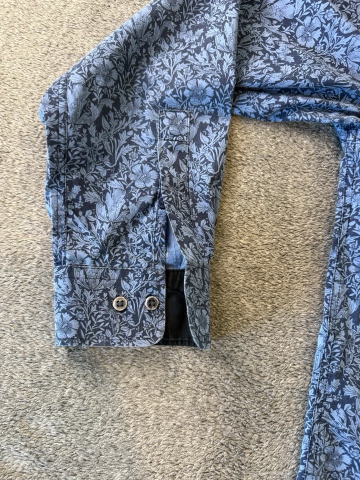 Men's Structure Modern Fit Size L Blue Floral Long Sleeved Dress Shirt - A2000 - Image 2 of 3