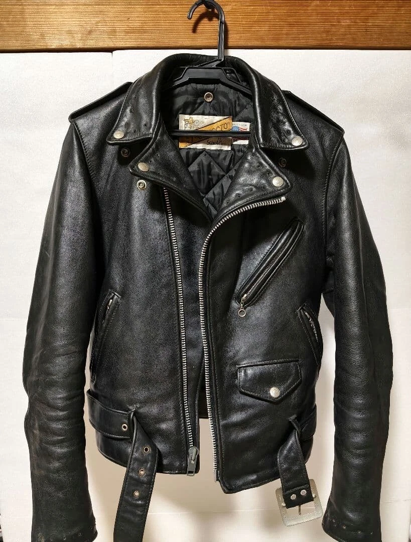 Chaqueta de moto Schott 618 Double Rider cuero negro talla 34