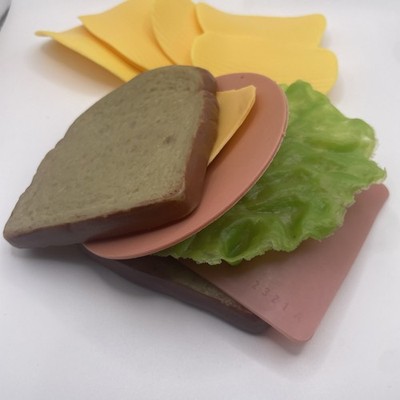Faux Play Fake Food Bologna, Ham And Cheese SANDWICH  Prop Stage  Pretend Play