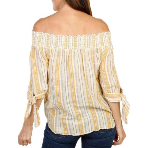 Women's Plus Unique Spectrum Stripe Smocked Top 1X - Picture 2 of 8