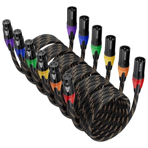 50ft XLR Microphone Cables - 6 Pack Braided, Tangle-Free with High Fidelity - Picture 3 of 9