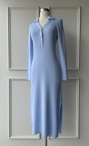 COUNTRY ROAD button fly front midi dress pale blue | SIZE: S,M,L,XL,10,12,14,16 - Picture 3 of 11