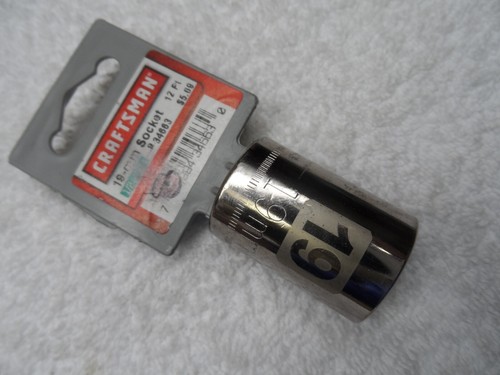 Craftsman 1/2" Drive Metric MM Socket, 19mm NIP laser 12pt USA - PN 34663 - Picture 2 of 4