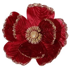 6 Pcs Large Glitter Christmas Flowers 8.3 Artificial Magnolia Flower Velvet...