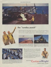 The Sunday Punch Curtiss Wright Helldiver SB2C on carrier ad 1945 SEP