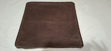 GENUINE BROWN LEATHER CUSHION COVERS 18X18 INCHES WITH 100% WOOL STRIPE REVERSE.