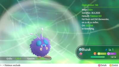 Shiny Bluzuk Lvl 1 Pokémon Lets Go Pikachu/Evoli