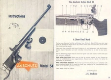 Anschutz Model 54 Match Instruction Manual c1963