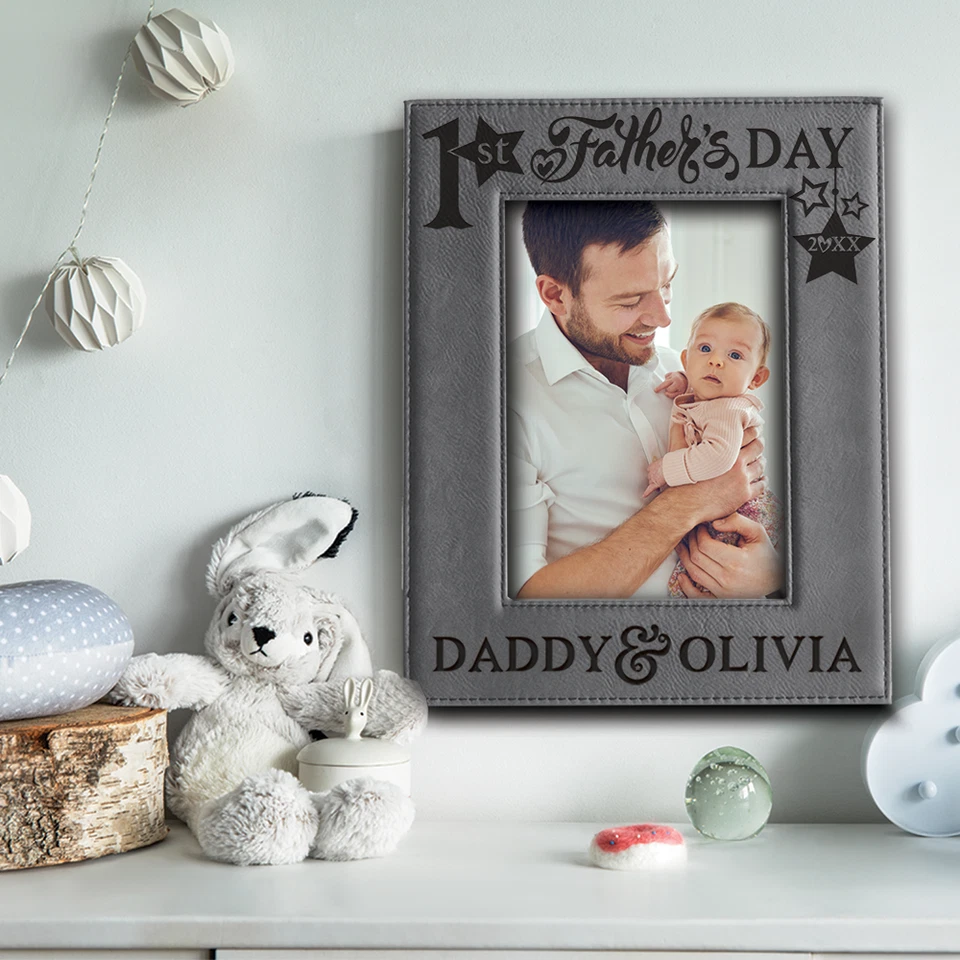 Bella Busta - Primer marco de fotos del día del padre - Marco grabado papá y yo Foto 4 de 4