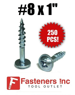 (Qty 250) Kreg #8 X 1'' Zinc Coarse Thread Pocket Hole Screws Phil / Square Combo