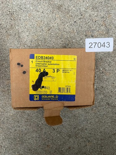 Square D EDB34040 Circuit Breaker 40 Amp 3 Pole 480 Vac