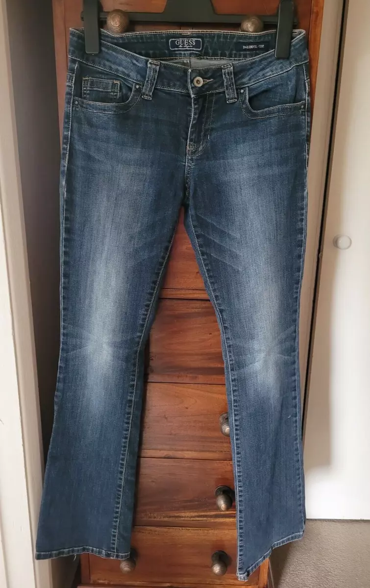 GUESS Daredevil Boot Blue Low Rise Bootcut Jeans W30 L34 Actual W31 L33