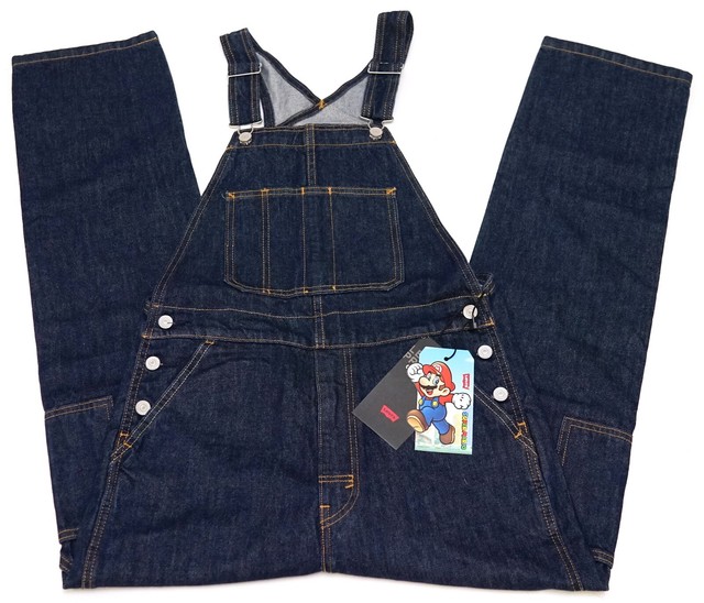 New Levi's X Super Mario Premium Overalls Dark Wash Denim XSL eBay