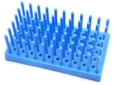 Eisco Labs Blue Plastic Test Tube Peg Drying Rack - Holds 50x 16mm Test Tubes