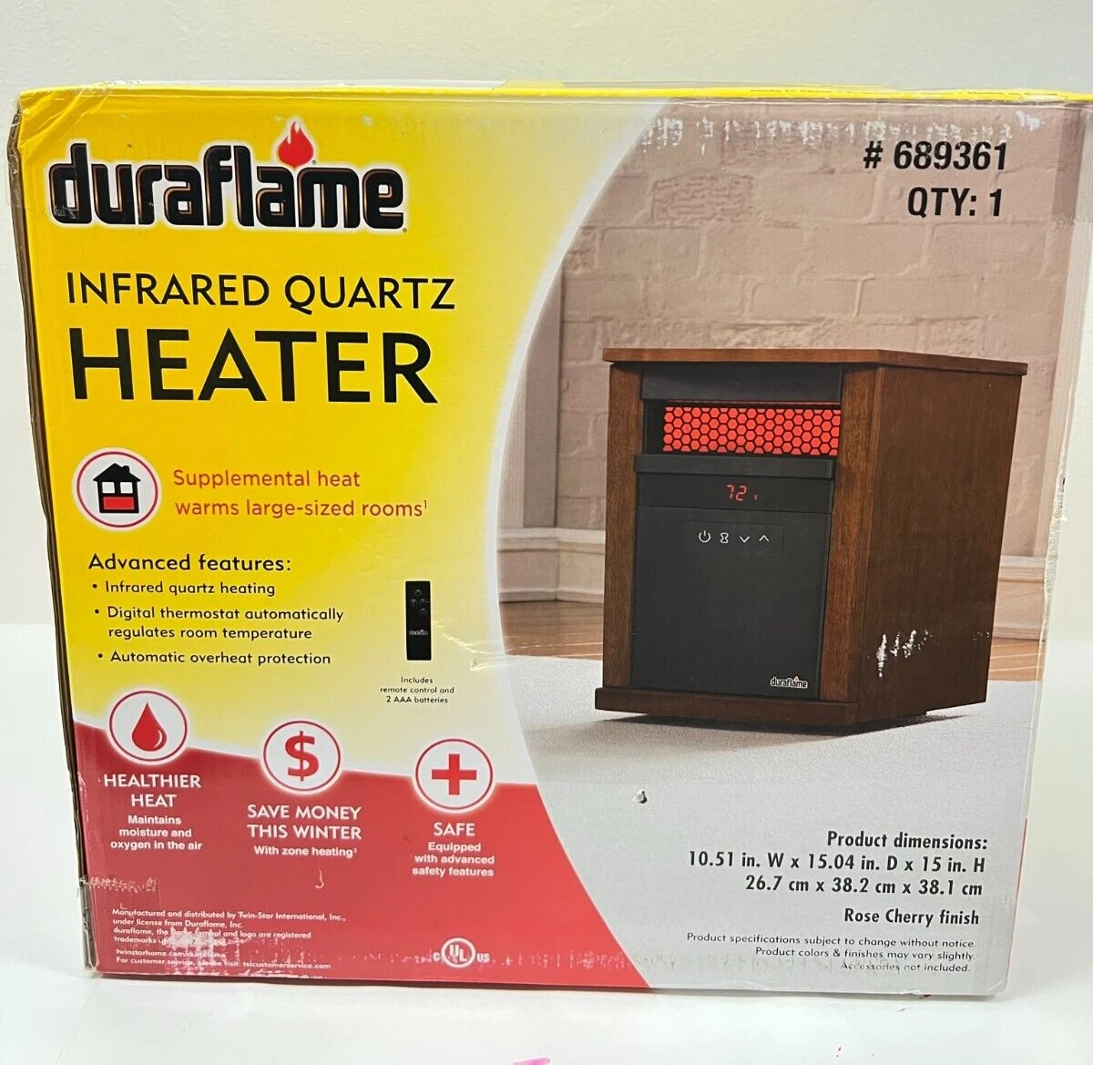 Duraflame 1500-Watt Infrared Quartz Cabinet Indoor Electric Space Heater  -NEW | eBay
