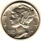 1936 S SILVER MERCURY DIME Brilliant Uncirculated BU FSB