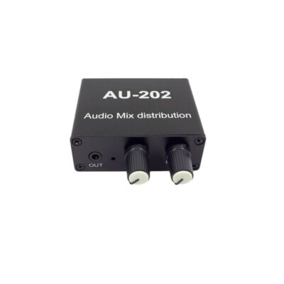 AU-202 Stereo Audio Mixer Distributor 2 In 2 Out for Headphone   Speakers #E5