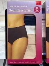 Carole Hochman Women's Seamless Brief 5-Pack Full Coverage, Multicolor, Size M