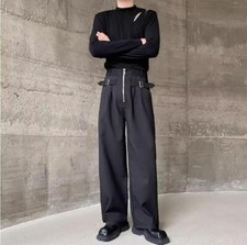 Hot Mens Punk Gothic Zipper Buckle Strap Loose Pants Youth Casual Trousers Party