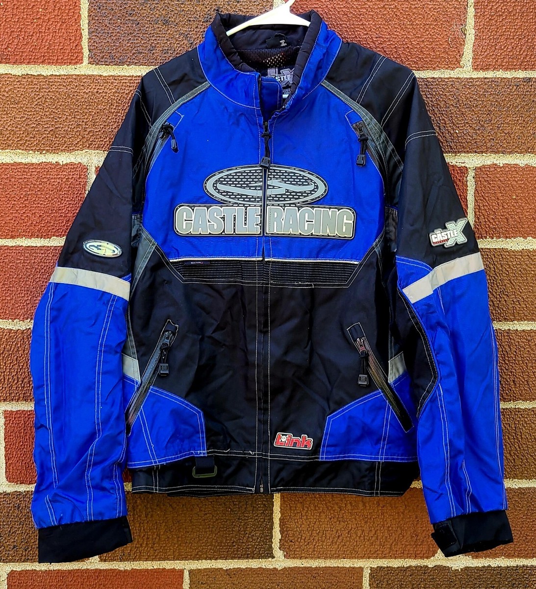 スノーモービル ウエア　CastleX CastleX Racewear Snowmobile Reflective Blue Jacket/Shell Sz Large