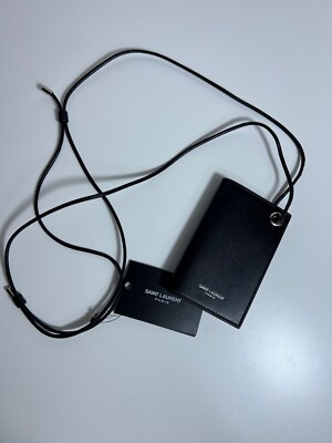 SAINT LAURENT ブラックレザー ケース Saint Laurent Sunglasses Case Soft Leather Shell Magnetic Pouch