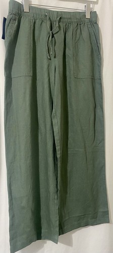 GAP Women's Drawstring Linen Pants Pull On Pants - Green - Size MEDIUM- NWT!!