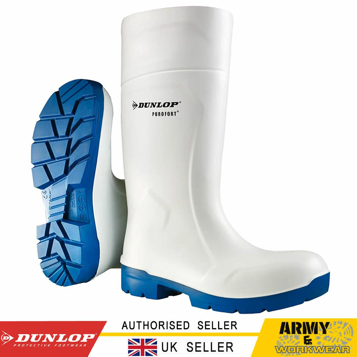 Dunlop Purofort Multigrip Safety White Wellington Work Boots Food