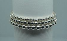 3mm, 4mm  5mm Sterling Silver Beaded Stackable Bracelets 6.5" Long