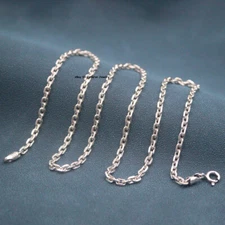  Pure S925 Sterling Silver Chain 3mm Square O Link Necklace 11-12g 20inch