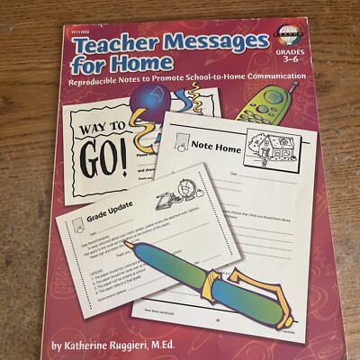 Teacher Messages for Home Grades 3-6 Reproducible Notes Teaching Resource