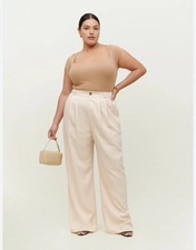 NWT Reformation Mason Wide Leg Oyster High Rise Pants Plus Size Women's Size 22