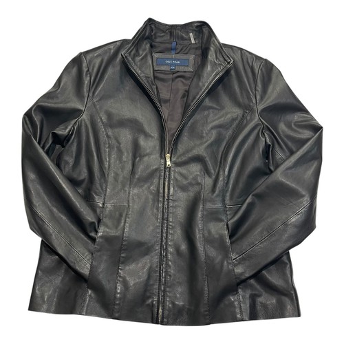 Cole Haan Men’s XL Black Lambskin Leather Full-Zip Jacket | 90s–2000s Classic - Picture 4 of 8