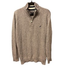 Nautica Youth Ribbed Collar Sweater Size L Navy Seas Long Sleeves Logo Knitted