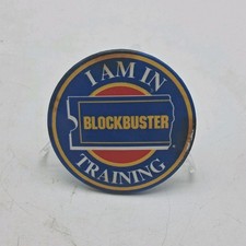 Vintage Blockbuster Video Button Pin 2.25 Inch "I Am In Training" Employee Issue