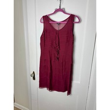 NWT Talbots Collection 16P Burgundy Chiffon Ruffle Dress Wedding Cocktail Party