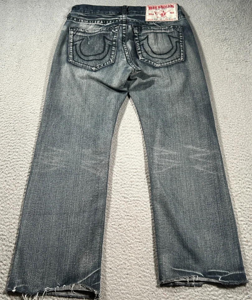 Vintage True Religion Jeans Mens 32x28 Blue Acid Wash Denim Bobby Big T USA - Image 2 of 4