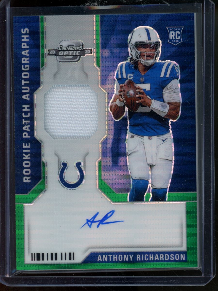 2023 Contenders Optic Anthony Richardson Rookie Patch Green Pulsar Auto /15