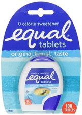 Equal 20016527 Sweetener Zero Calorie Original Taste Sugar Free Tablets 100ct