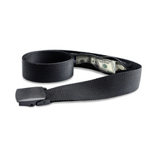 Black Synthetic Money Belt Style Belt with Hidden Zip Pocket for Cash