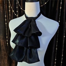 Victorian Jabot Regency Collar IN Black Halloween Detachable Collar Neck Collar