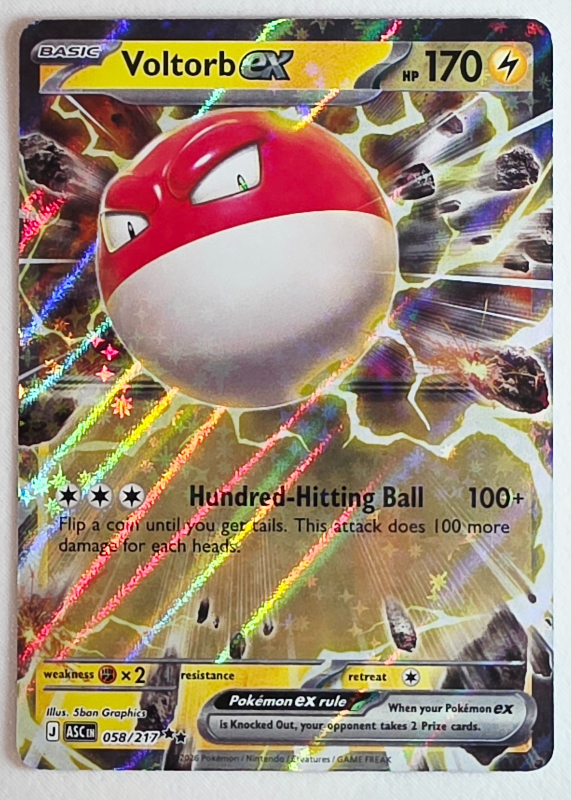 Pokemon Voltorb EX 058/217 Ascended Heroes Pack Fresh Near Mint