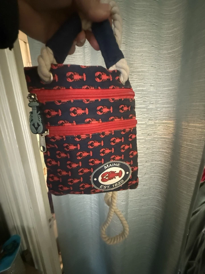 Maine Lobster Print Zippered Cross Body Bag Purse - Image 2 of 4