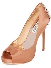 BADGLEY MISCHKA Womens Brown 1" Platform Kiara Stiletto Slip On Pumps Shoes 6 M