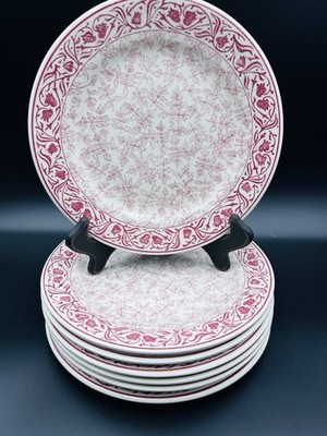 7 Herbier Rose by Faiencerie De Gien Luncheon Salad Plates 8.5 