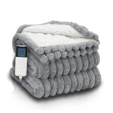 Heated Blanket Throw Size 50" x 60" Faux Fur  Sherpa Electric Blanket Throw